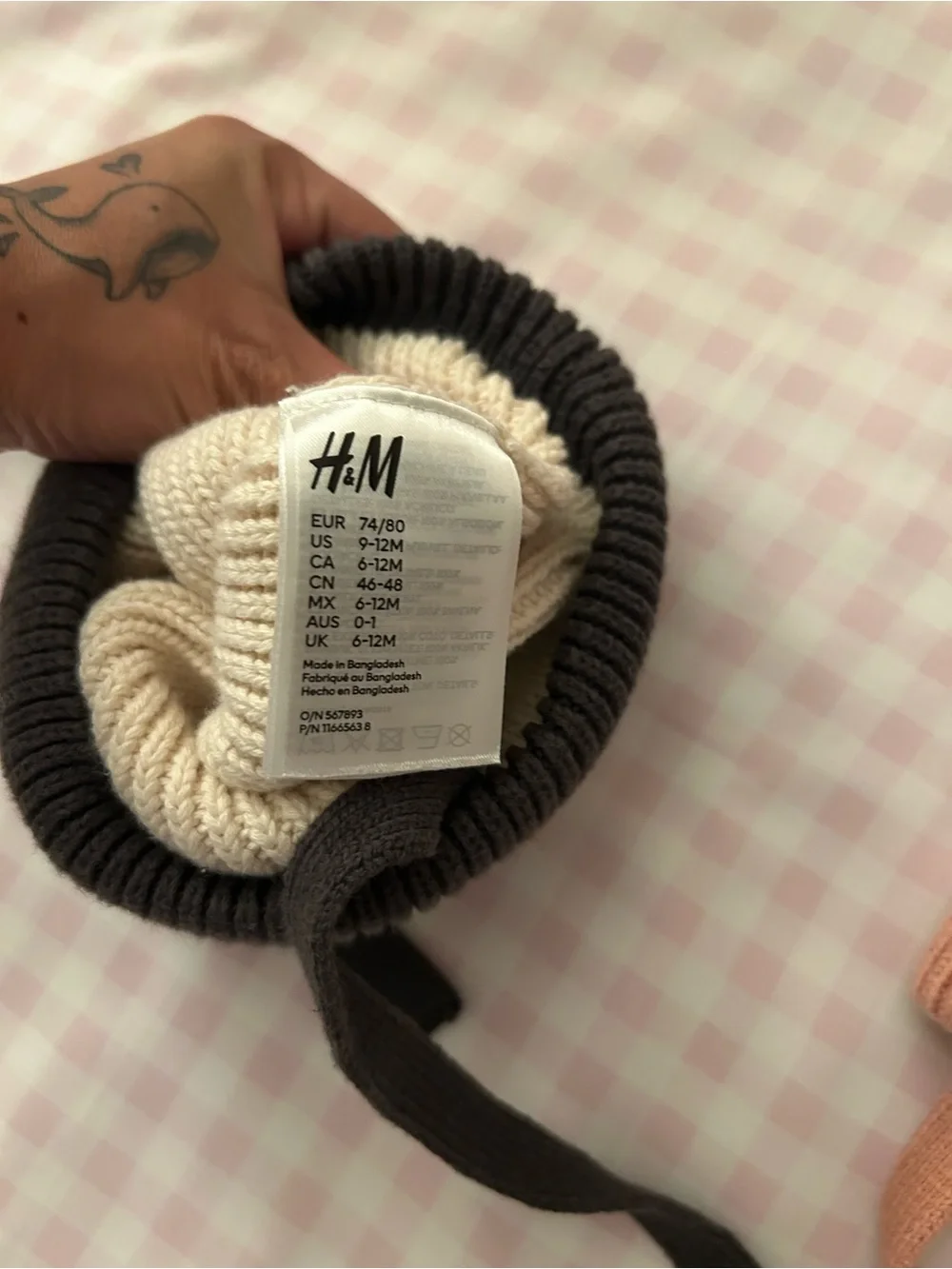 H&M 2 Kids Pom-Pom Earflap Hat - Pink and Cream